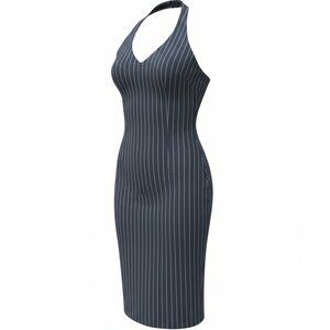 Halter Top Dress Navy Blue Pinstriped Bodycon Knee Length Midi Size 9